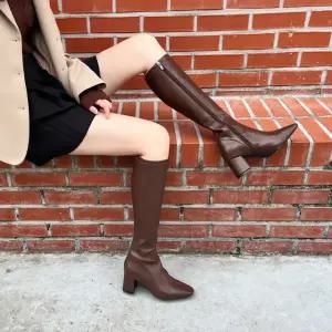 SOVO 끌로이 슬림 스판 삭스 롱부츠 6cm