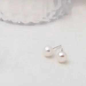 92.5 SILVER 천연 담수 진주 귀걸이 8mm