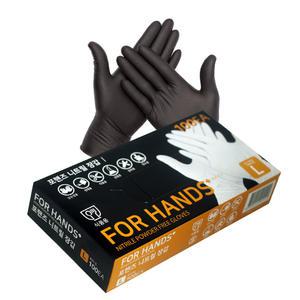 포핸즈 니트릴장갑 식품용 100매 블랙 미디움 BLACK M 요리용 실험 의료용 정비 청소용 일회용