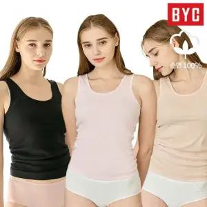 [BYC] 여성 순면 실켓가공 유색 런닝 3매