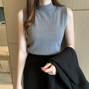 [ingbeauty]반목 니트 민소매티 여성 터틀넥 조끼