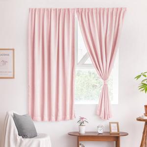[라이크홈]손쉽게 붙이는 가리개 암막커튼 크림핑크