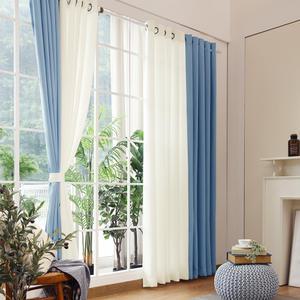 더자리 아일렛 솔리드 암막커튼 특대형 인디고블루+끈 280x250cm, 1개