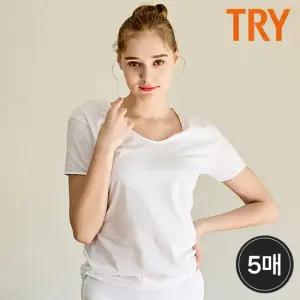 [트라이] 여성 순면 베이직 반팔 런닝 5매