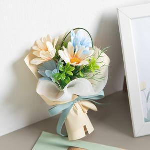 데이지 성묘 꽃다발 조화 블루 20cm 납골당 산소 추모 장식 수목장