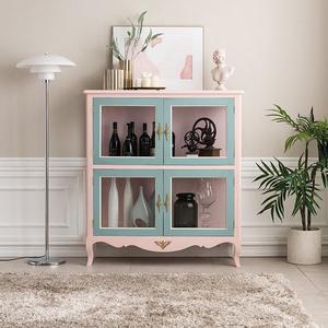 [리체갤러리] 빈티지엔틱 아트라제 핑크 사각 유리장식장