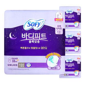 쏘피 바디피트 볼록맞춤 안심숙면 330 오버나이트 소피 생리대 33cm SOFY 48개입