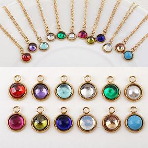 싼비즈 [8-190-02]써지컬스틸 펜던트 큐빅탄생석원 8mm 골드 ,1개