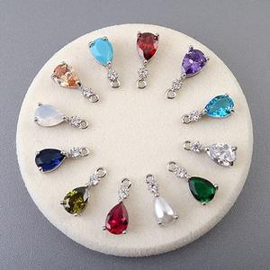 싼비즈 [7313-04]탄생석펜던트 큐빅탄생석물방울 5x12mm OR ,1개