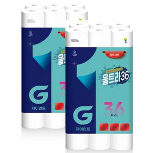 [자연쓰임]자이언트 천연펄프 대용량 36롤 2팩 총 72롤 화장지