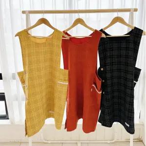 데코나인 가을 겨울 체크앞치마 빅사이즈 원피스 어린이집 선생님 앞치마