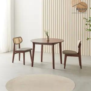 [/착불배송] 발리 원형 1000 고무나무 원목 식탁 세트 (식탁+의자2)