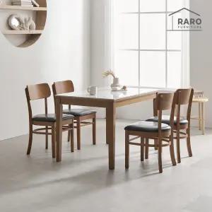 [/착불배송] 라니아 1200 유광 포세린 통 세라믹 4인 식탁 세트 (식탁+의자4)