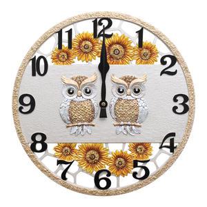 인테리어 풍수 벽시계 해바라기액자부엉이-대/무소음/예쁜장식품 거실주방 안방무음 저소음 신혼입주선물