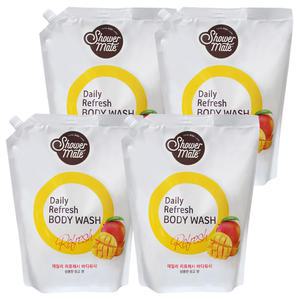 샤워메이트 리프레쉬 망고 대용량 바디워시 2000ml x 4개 리필용