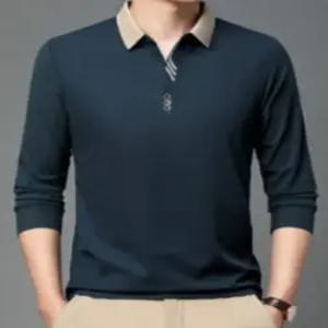 베이직 골프 티셔츠 스판 혼방 원단 V-넥 긴팔 골프티 GOFTVQ 741