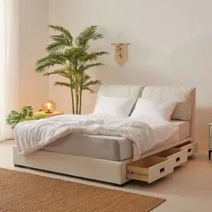 글램 수납형 침대프레임 퀸 Q 아쿠아패브릭 서랍형 호텔식 신혼침대