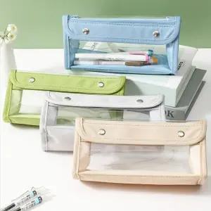 대용량 삼각 투명 필통 중학생 고등학생 초등학생 펜파우치