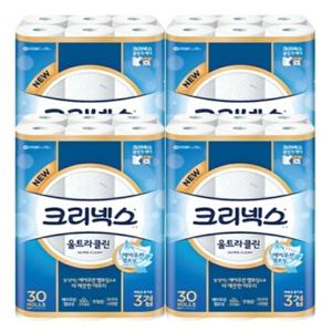 크리넥스 울트라클린 3겹 25m 30롤 X4팩