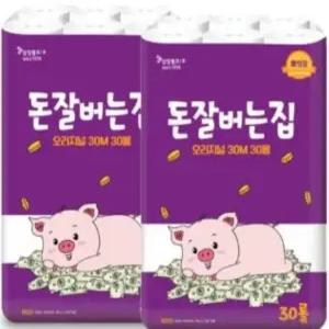 삼정펄프 돈잘버는집 30m 30롤 2팩 (60롤)