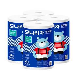 모나리자 점보롤 업소용화장지 500m 4롤 x 4팩 대용량 화장실휴지 화장지