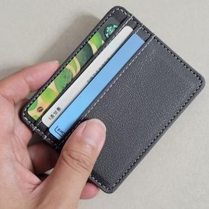 [다잇템] 남자 여자 슬림 레더 검정 기프트 그레이 카드 지갑