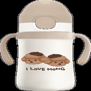 유비맘 스테인리스 원터치 빨대컵(220ml)-초코몽이(초코)