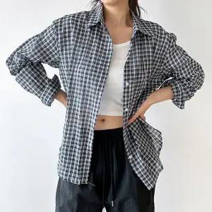 [하프클럽/]에이미 체크남방 베이직 캐주얼 데일리 여름 간절기 잔체크 오