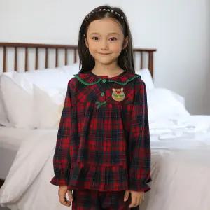 국산 여 아동 잠옷 세트 기모 겨울 긴팔 상하 주니어 파자마 어린이 키즈 크리스마스 체크 초등학생 bang