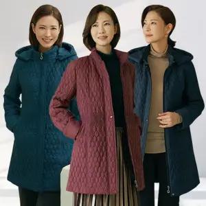 엄마옷 다이아 자수 퀼팅 퍼 패딩 후드 탈부착 중년여성 마담 60대 50대 40대 선물