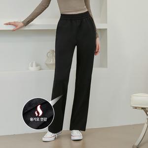 히트 업 융기모 세미 와이드 팬츠 블랙 (기본/롱)
