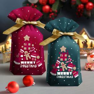 크리스마스 소품 4장 리본 구디백 볼펜 스티커 포장봉투 유치원 답례품 초등학생 단체 선물 포장 스티커 어린이집 포장