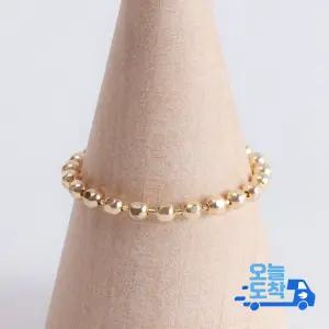 14K 컷팅 볼 체인 금 반지
