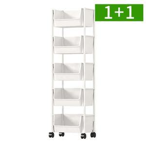 [OMT]1+1 바퀴달린 이동식 트롤리 선반 5단 수납장 틈새 주방 거실 조립식 카트 정리함 보관함