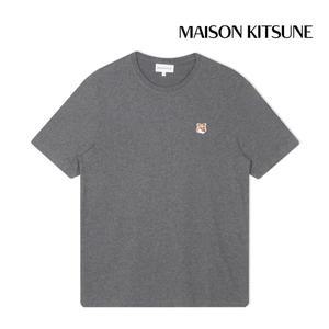 [메종키츠네] 반팔티셔츠 폭스 헤드 패치 레귤러 남성 다크그레이 멜란지 LM00104KJ0008-H170