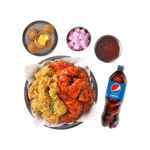 [멕시카나] 후라이드반양념반+더블치즈볼+콜라1.25L