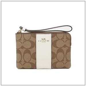 [코치]시그니처 코너 짚 스몰 손목지갑 58035 카키쵸크