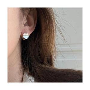 심플한 무광 925 실버 타원 원터치 링 귀걸이 N216