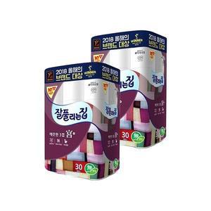 잘풀리는집 3겹화장지 궁 30m 30롤 x 2팩 두루마리휴지