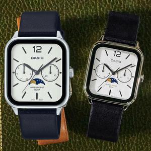 정식AS 카시오 사각 문페이즈 아날로그 가죽 시계 MTP-M305L-7AVDF