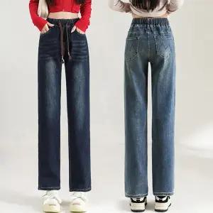 재입고 HL-5771/ 스트레이트진 일자핏 스판데님 허리고무줄 여성청바지 빅사이즈