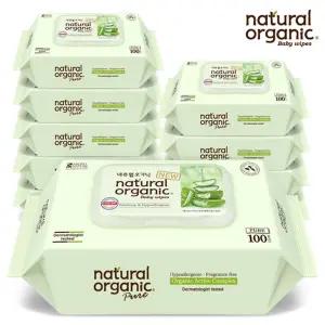 네츄럴오가닉 아기물티슈 퓨어 플레인 스마트캡형100매 10개