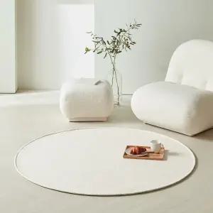 스칸디앤홈 먼지없는 솔리드 사이잘룩 러그 거실 카페트 크림아이보리 원형 100