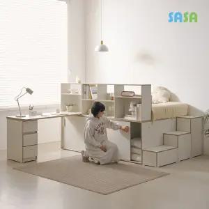 NEW 메가 슈퍼싱글 슬라이딩 수납침대 파티션책장 1500책상(B형) 포함