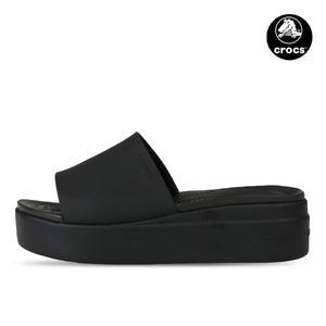 [크록스] 브루클린 슬라이드 여성 웨지 힐 통굽 슬리퍼 샌들 블랙 208728-001