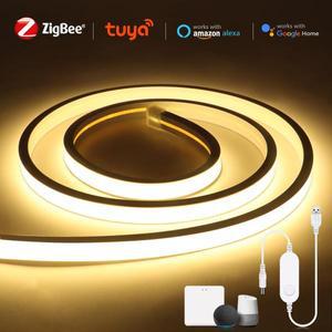 스마트 ZigBee 3.0 USB 5V COB LED 스트립 네온 라이트 Tuya 허브 브리지 에코 플러스 APP/Alexa 음성 제어