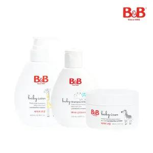 [비앤비]저자극 유아 아기 베이비 스킨케어 3종 세트 (샴푸&바스 120ml +로션 200ml +크림 150ml)
