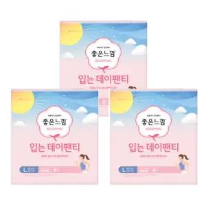 좋은느낌 입는 데이팬티 대형 8매X3팩 입는 생리대 라이트핏 심리스타입 와이드 힙커버