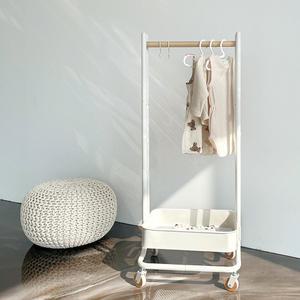 이동식행거 키즈 화이트 바스켓 스탠드 옷방 아이방 유아 아동 철제 튼튼한 공간활용 옷걸이 바구니 정리 수납 행거