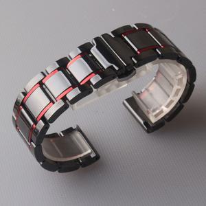 호환 20mm 21mm 22mm 23mm 24mm 진주 세라믹 시계 밴드 블랙 럭셔리 Braclet 나비 버클 교체 벨트 시계 체